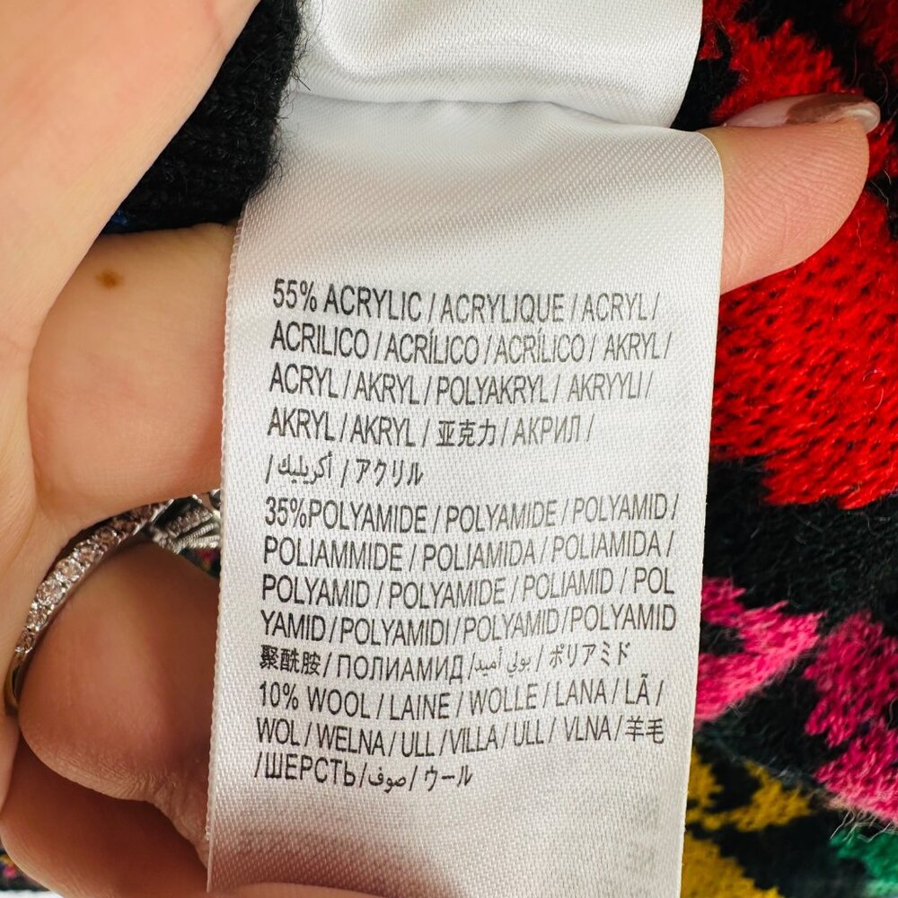 Farm Rio Tropical Garden Vibrant Multi Puff Sleeve Turtleneck Sweater Dress S - Picture 9 of 10